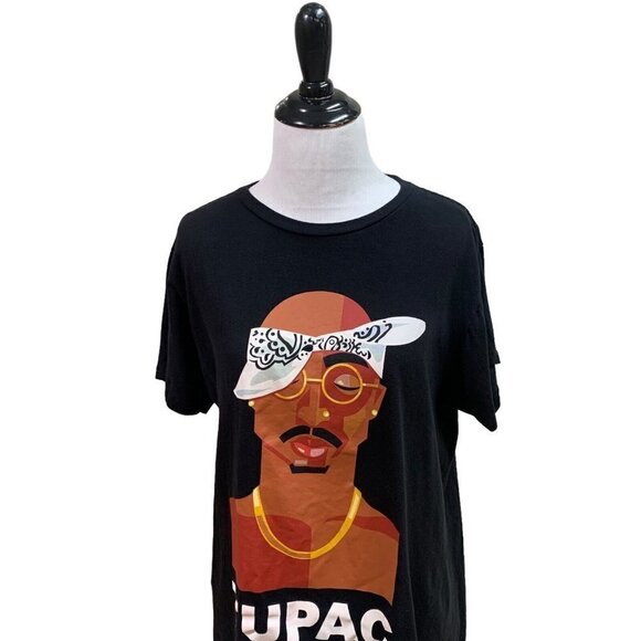 Cross Colors Women's Crewneck T-Shirt Tupac Shakur Graphic Print Rap Hip Hop - Picture 2 of 6